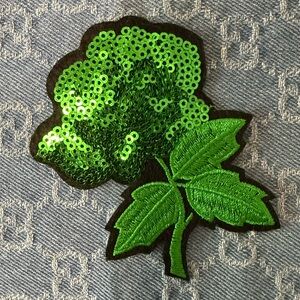 Green Sequin Rose Iron On Patch